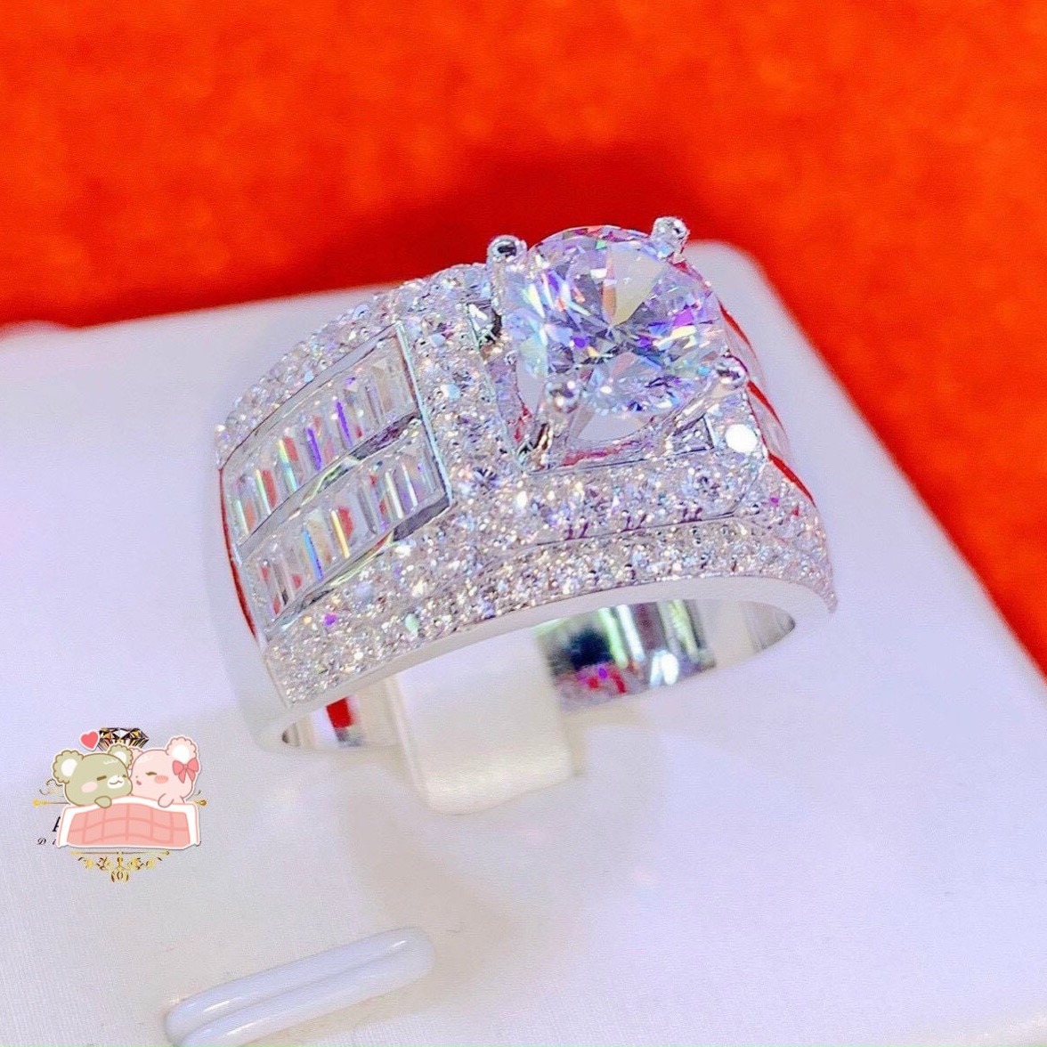 [HÌNH THẬT] Nhẫn Nam Đính Đá Baguate Tinh Xảo Bạch Kim Sang Trọng - Bền Màu - HN7709 - QJ - Dùng Đeo Đi Tiệc Sang Trọng