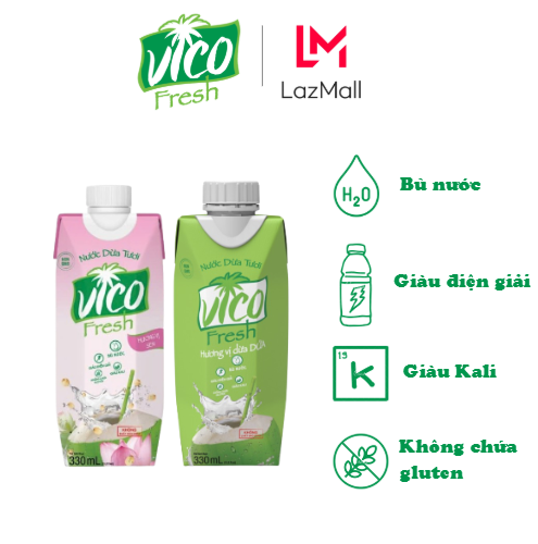 COMBO 2 HỘP VICO FRESH 330ML.( 1 DỨA, 1 DỪA SEN)