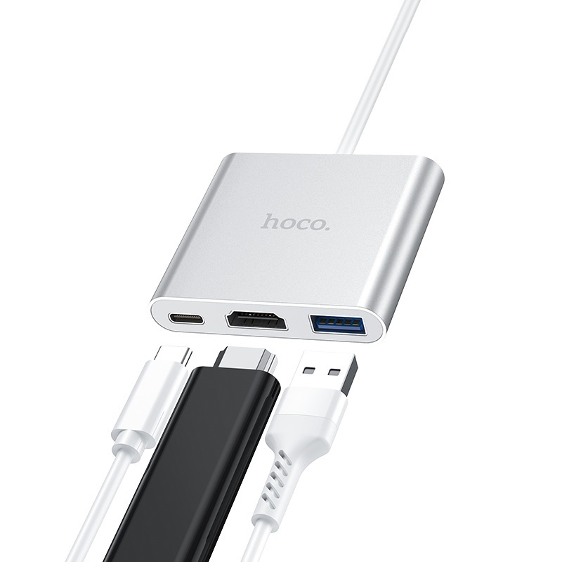 CÁP CHUYỂN ĐỔI HOCO HB14 CỔNG TYPE-C SANG 3 CỔNG HDMI-USB 3.0- TYPE-C