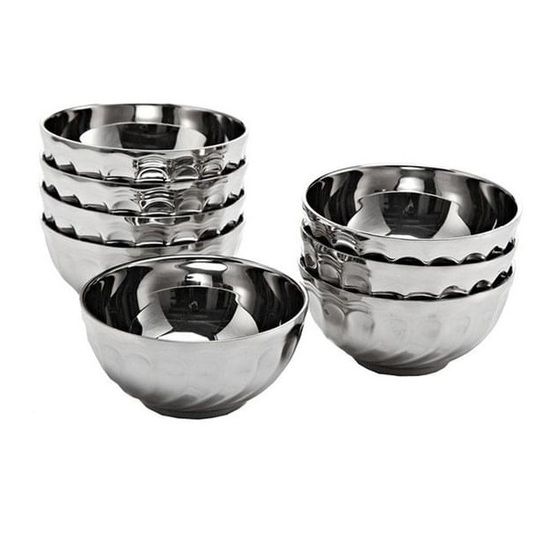 Bộ 10 chén Inox Cao Cấp size 11.5cm sang trọng, cách nhiệt 2 lớp INOX cách nhiệt, chống nóng, chống bỏng tay khi cầm