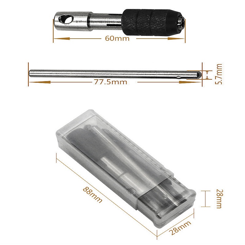 [ BỘ 9 MÓN] TAY QUAY ĐẦU KẸP KÈM 4 MŨI TARO M3-M6 VÀ 4 MŨI KHOAN NHỎ 2.5mm-5.0mm - TH 423