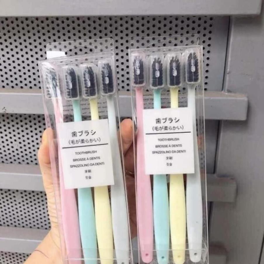 Set 4 bàn chải Muji lúa mạch than tre