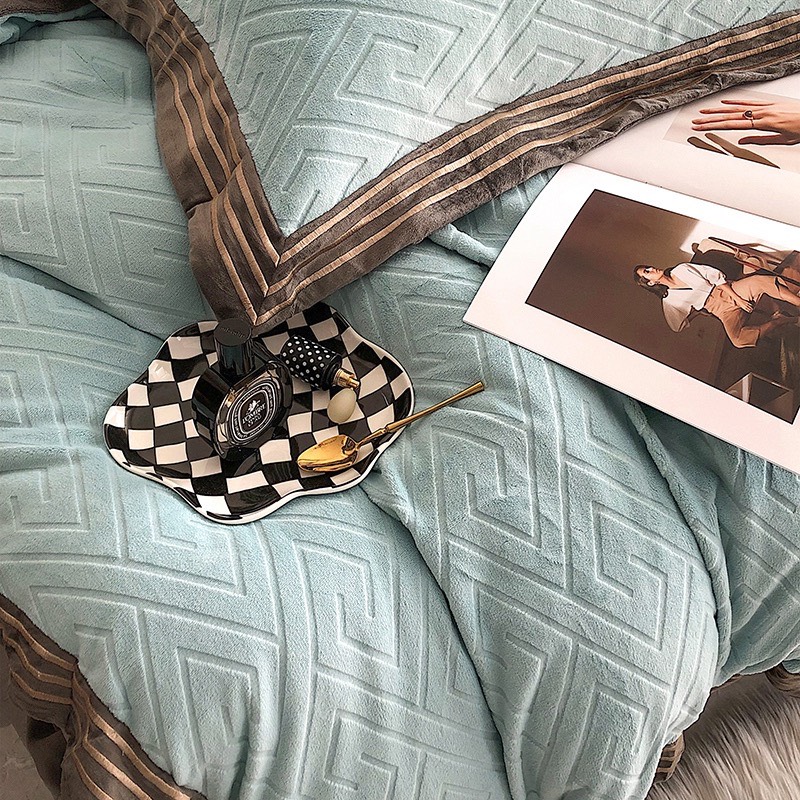 Bộ chăn ga nỉ Hlhome bedding dệt hình thoi siêu mịn