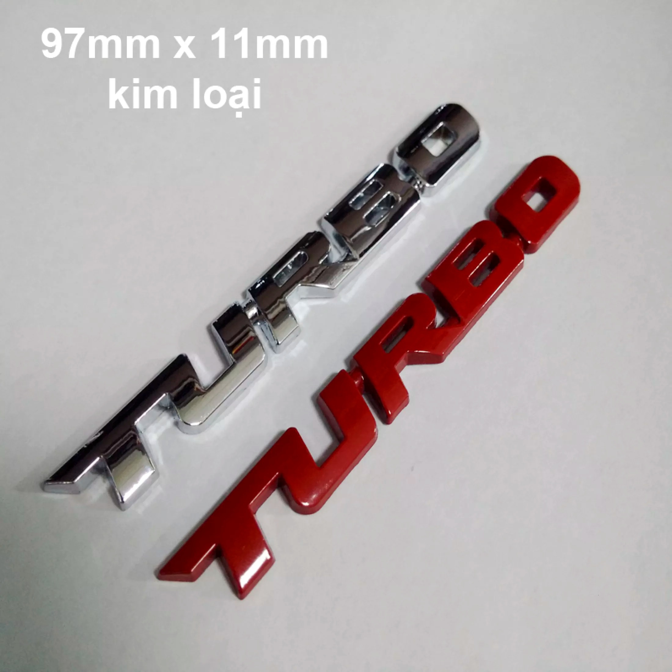 Tem kim loại Chữ TURBO trang trí dán xe máy ,xe hơi