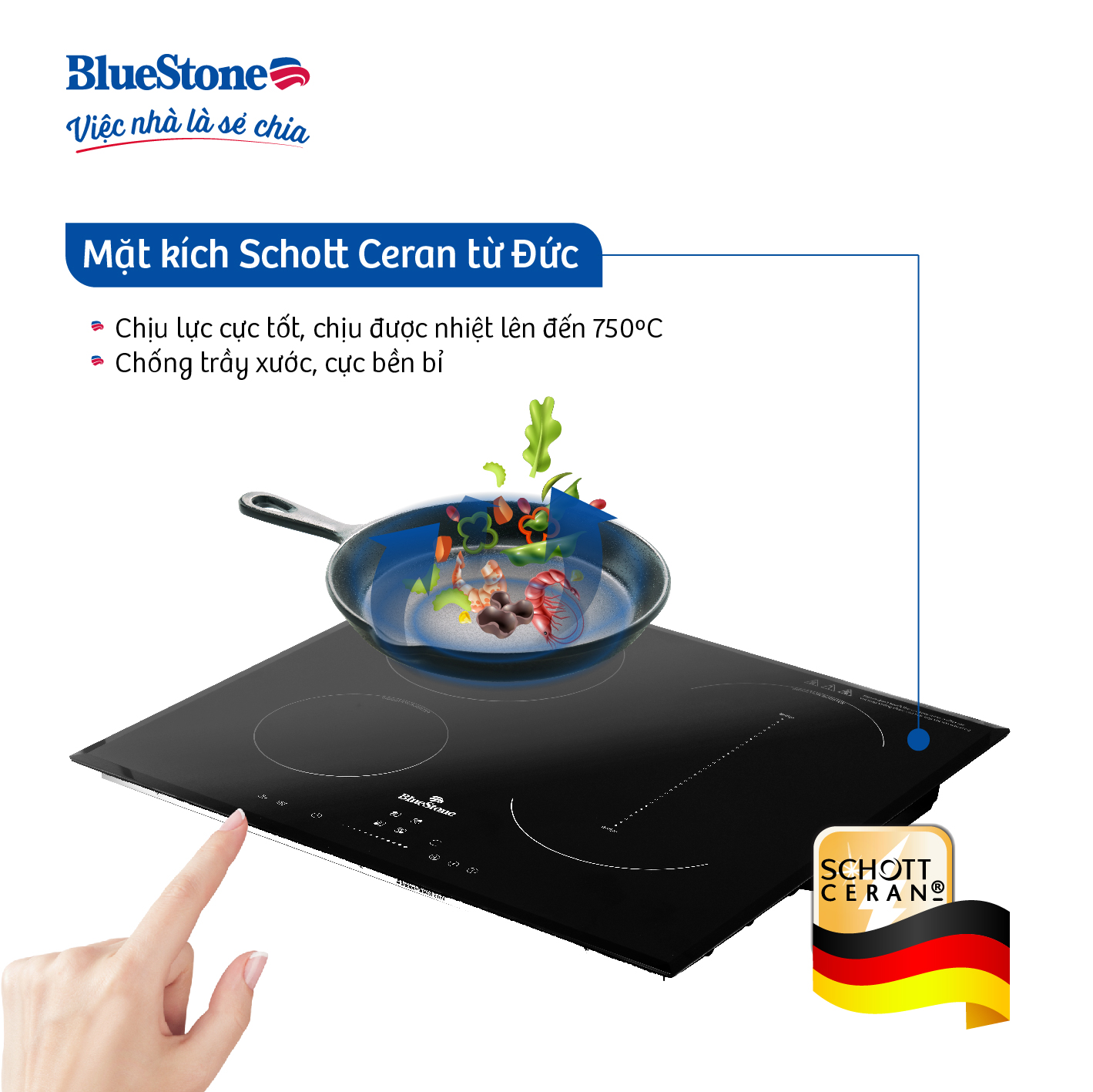 [Trả Góp 0%] Bếp Từ Ba BlueStone ICB-6845 7100W -  [Miễn Phí lắp đặt HCM, HN, Bình Dương, Đăk Lăk, Bắc Ninh, Bắc Giang]
