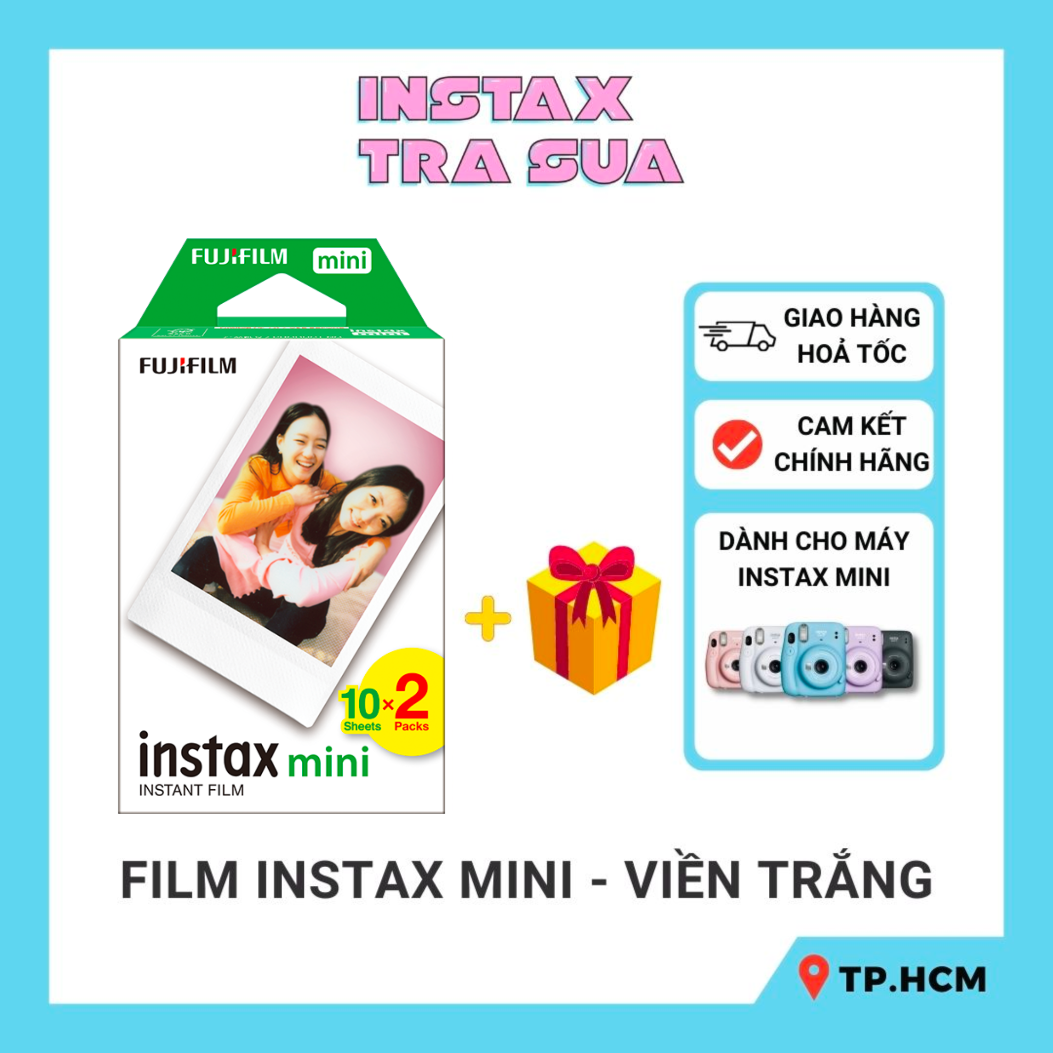 [HCM] INSTAX FILM MINI Date cao giấy in viền trắng cho máy ảnh chụp lấy liền Instax Mini Fujifilm Chính hãng Nhật