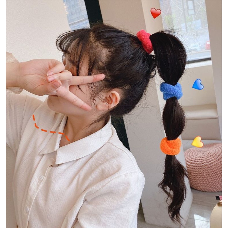 Dây Cột Tóc Cao Su Co Giãn Bằng Len Nhiều Màu - loli