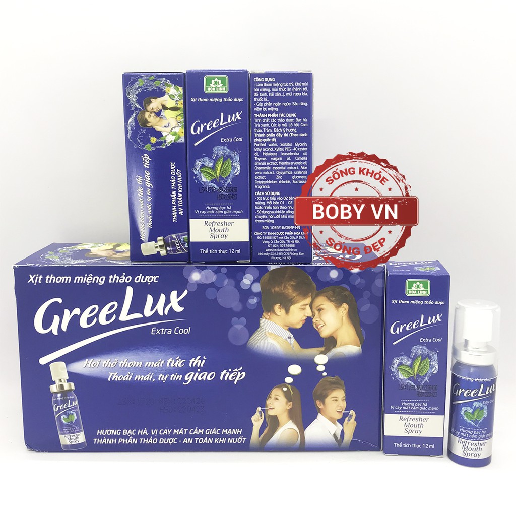 Xịt Thơm Miệng Greelux Xtra Cool Thảo Dược 12ml  | Xanh Dương