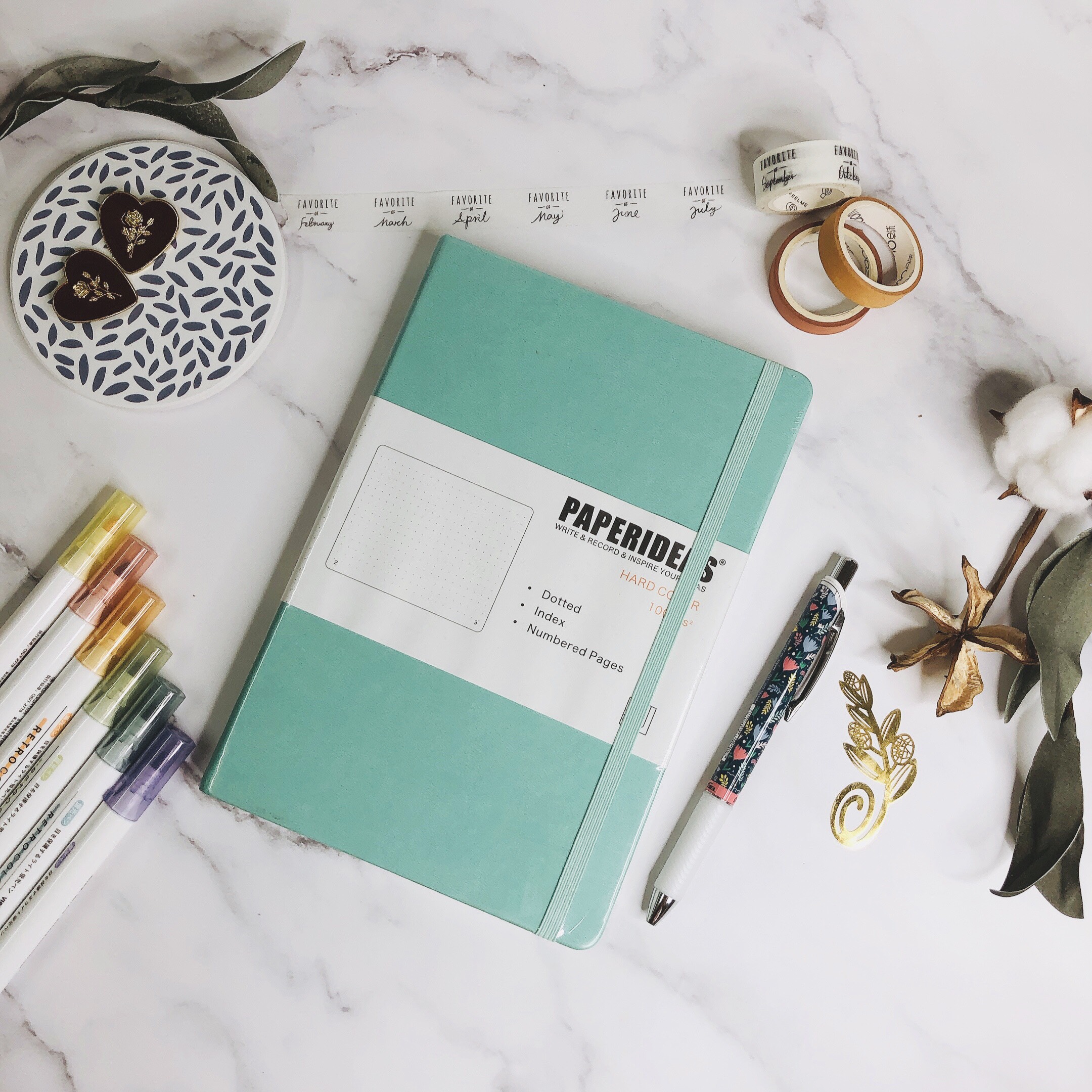 [Quà 0 đồng] Sổ Tay Paperideas A5 Bìa Da 9 màu Giấy Dot (9 màu bìa)