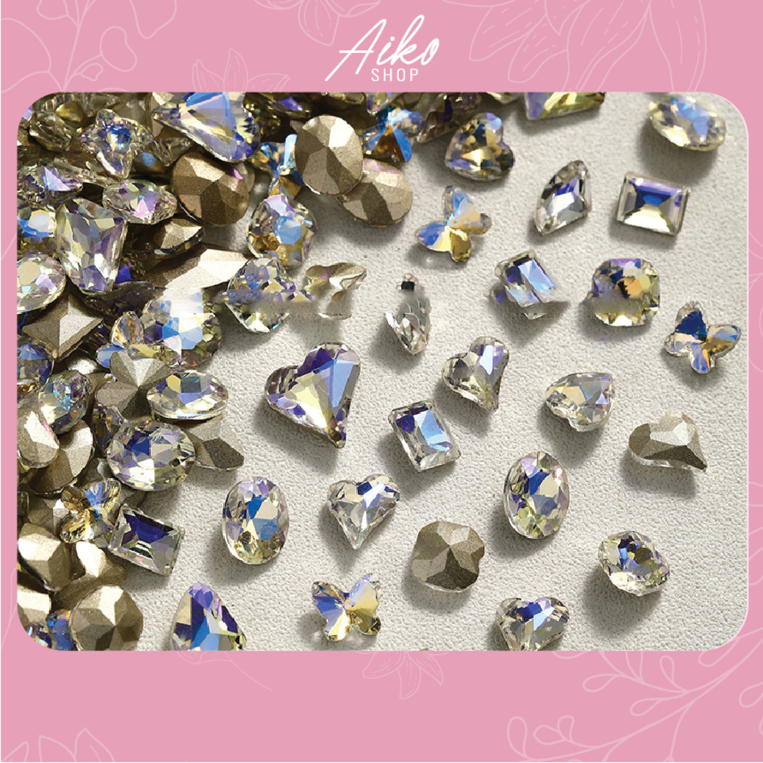 Charm đá lớn đính móng, trang sức, DIY set 20 viên