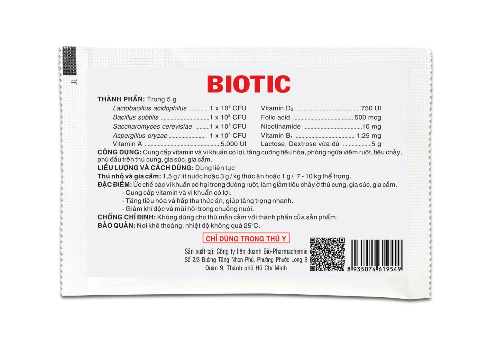 Men tiêu hóa Biotic cho chó mèo gói 5g