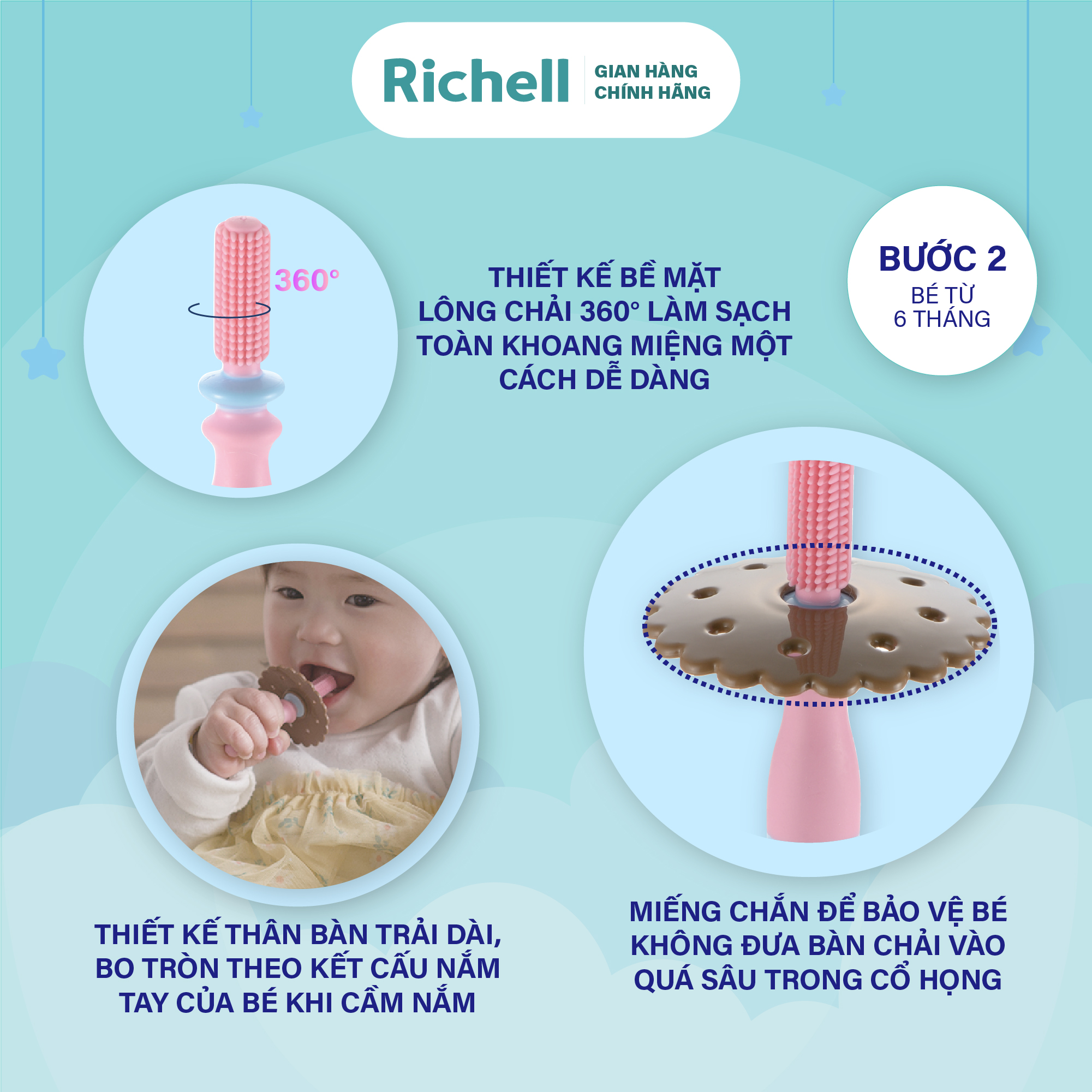 Bàn chải đánh răng trẻ em RICHELL TLI | Baby