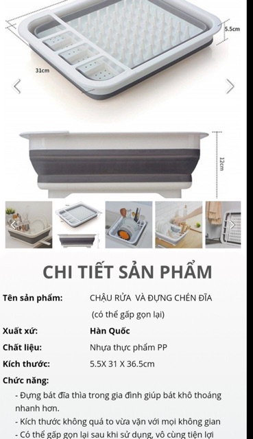 Chậu Úp Bát Gập Gọn Thông Minh 2in1