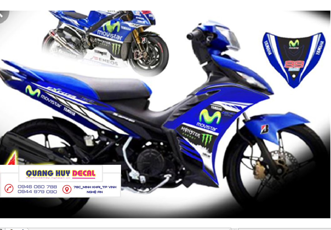 Tem trùm exciter 135 Movistar monster xanh trắng, tem exciter 135, team trùm exciter 135, tem xe exciter 135, team trùm ex 135, team xe exciter 135 Movistar monster xanh trắng