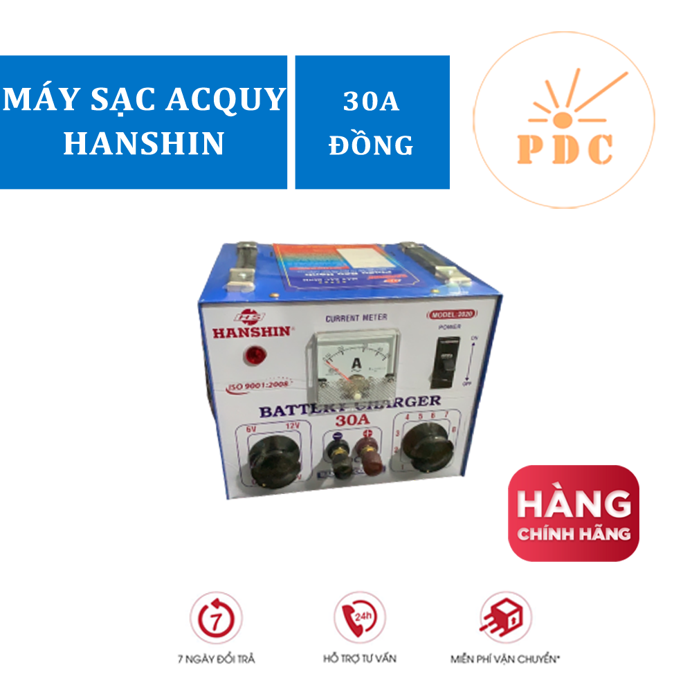 MÁY SẠC ẮC QUY HANSHIN 30A (BIẾN ÁP CÁCH LY, LÕI DÂY ĐỒNG) - (PDC-TECH)
