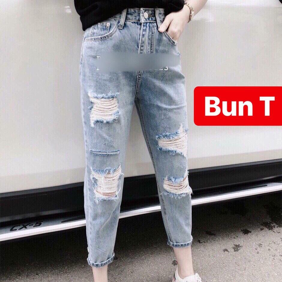 QUẦN BAGGY JEAN NỮ CHẤT BÒ XANH RÁCH SANG LƯNG CAO NÂNG MÔNG HÀN QUỐC ULLZANG T&T-3081 - TRANG BUN FASHION
