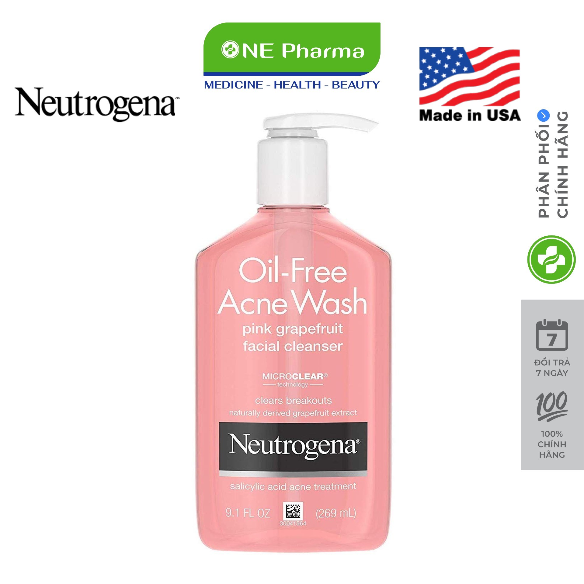 Sữa Rửa Mặt Cho da Mụn Neutrogena Clean 269ml