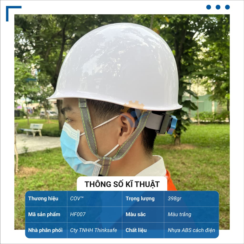 Nón bảo hộ Thinksafe cao cấp COV Hàn Quốc, nón công trình bảo hộ nhựu ABS bảo vệ đầu, chống va đập đâm xuyên COV-HF-007