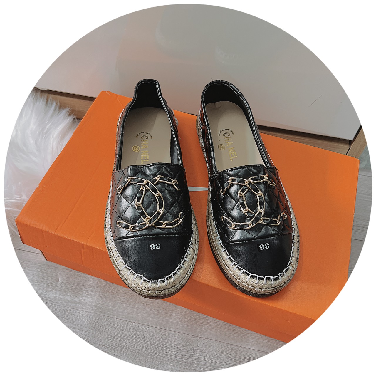 Giày slip-on X xích viền cói 2cm đơn điệu siêu đẹp- MÃ 962