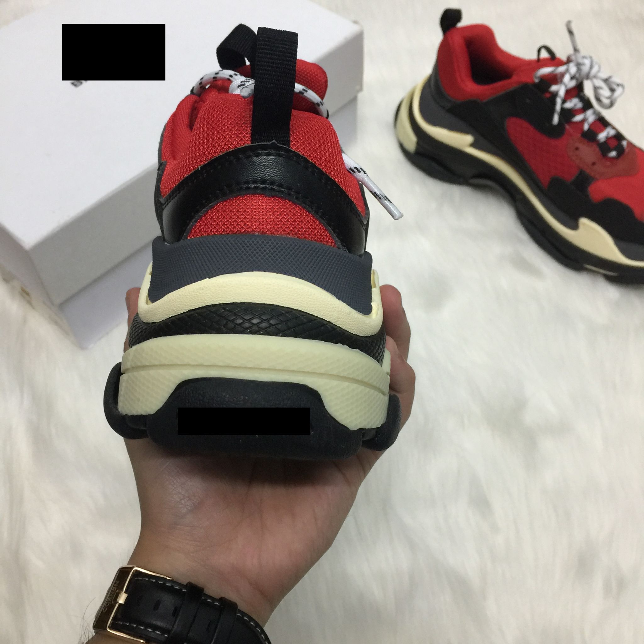 [Full Box & Tặng Vớ] Giày thể thao Sneaker Balenciga TripleS Đỏ đen
