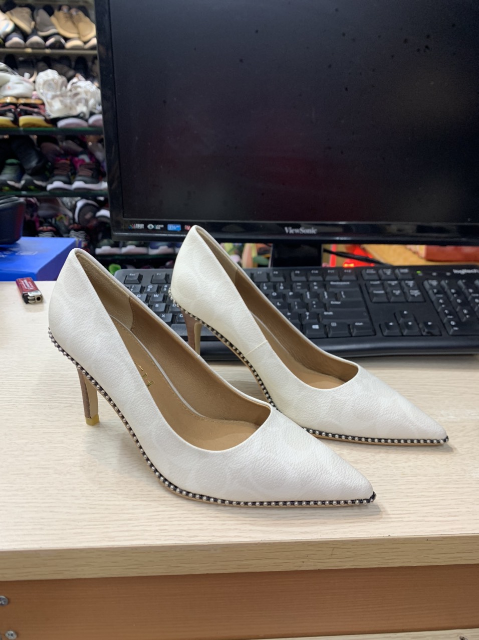 Giầy Coach Nữ Gót Nhỏ Cao 8cm Hàng Da Thật
