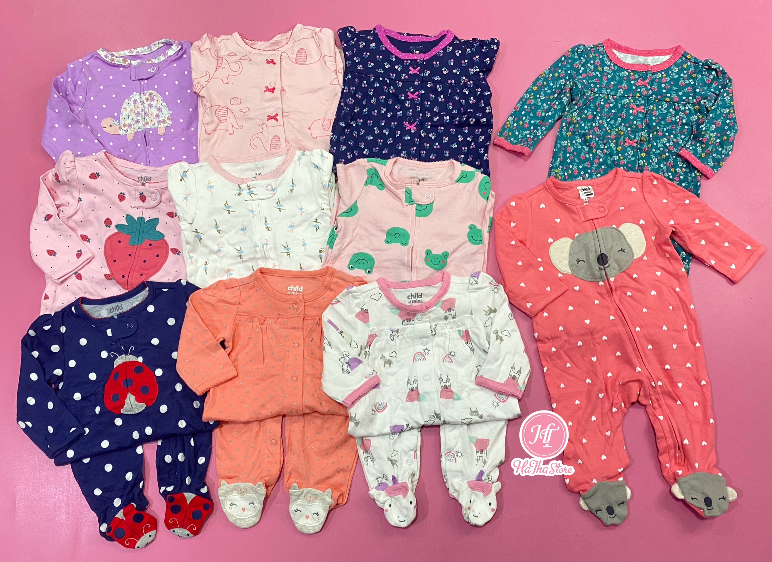 (3-8,5kg) Sleepsuit/ Body vớ C4RTER cho bé gái