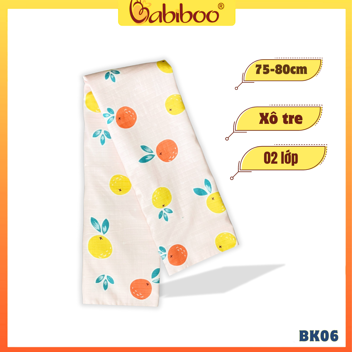 Khăn tắm cho bé Babiboo khăm tắm xô cotton 2 lớp, thấm hút tốt 75cmx85cm BK06