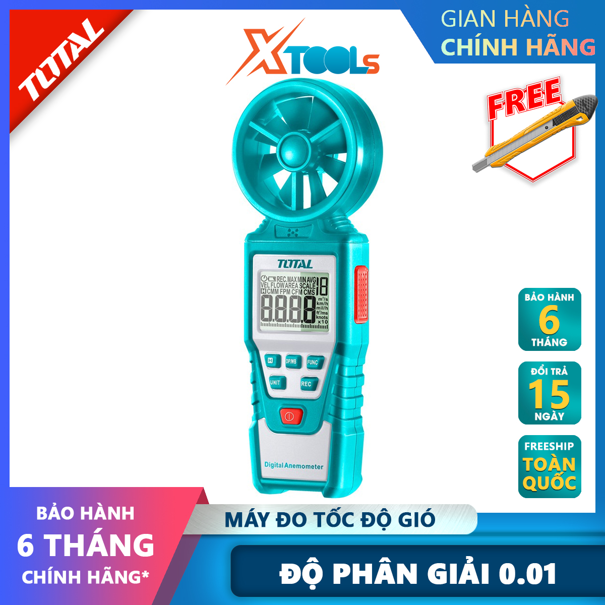 Total tetan01 digital wind speed meter | backlight function wind flow meter low battery indicator xtools