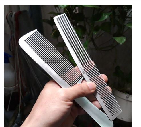 Lược thép cắt tóc nam nữ, lược cắt tóc inox bằng thép không gỉ hàng công ty chải cực bám tóc