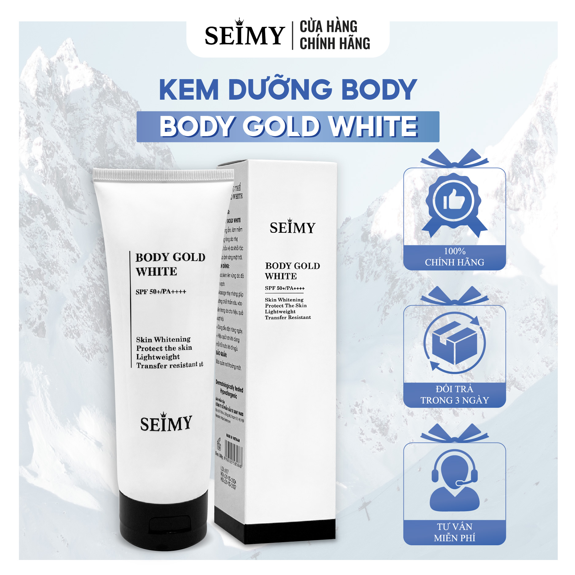 Kem Body Seimy - Body Gold White 150g