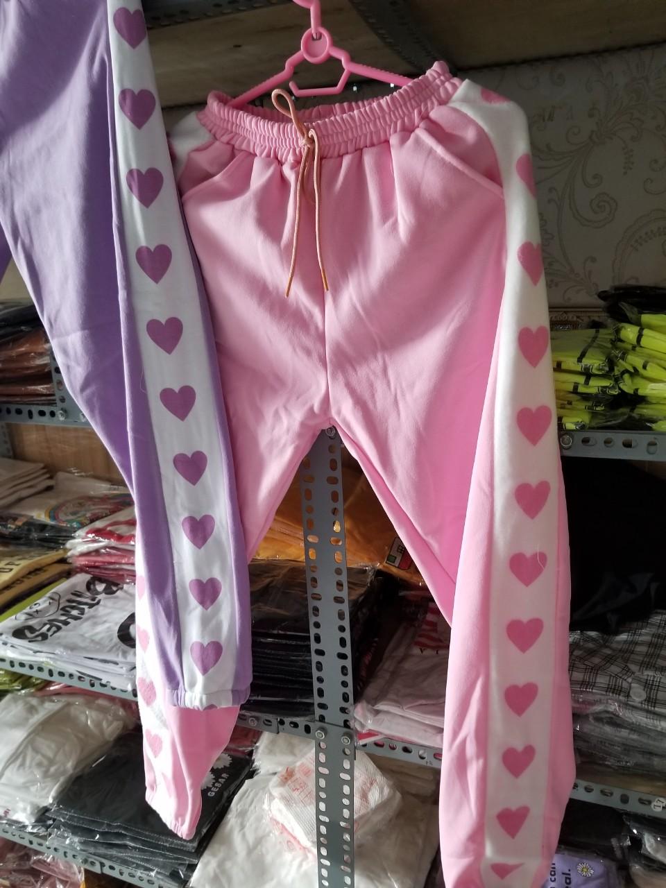 [HCM]Quần Nỉ Jogger Nữ Phối Tim