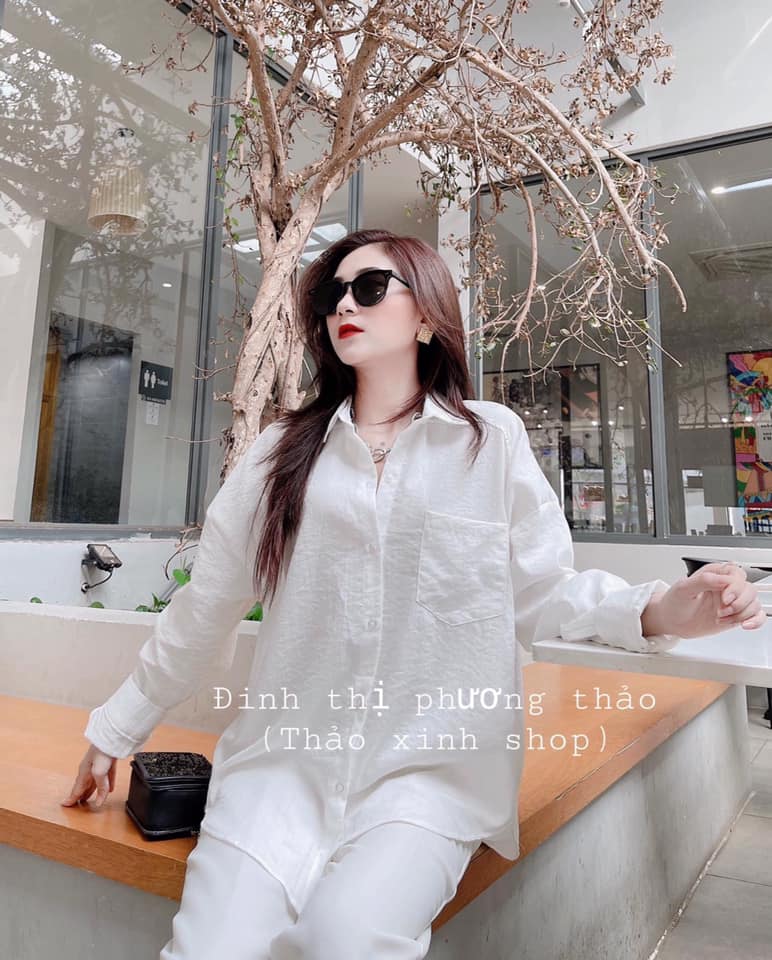 Sét đũi trắng cổ vét - bộ dài tay