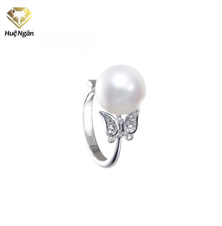 Nhẫn nữ trang sức bạc Ý S925 Bạc Xinh - Cánh bướm và Ngọc trai RR1367 (size11)