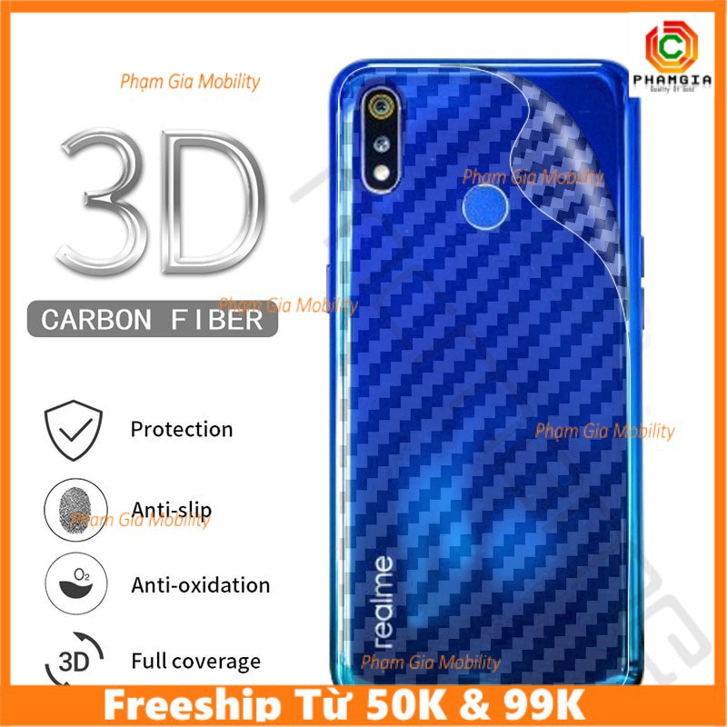 Dán carbon Realme 5/ Realme 5 pro vân nổi 3D trong