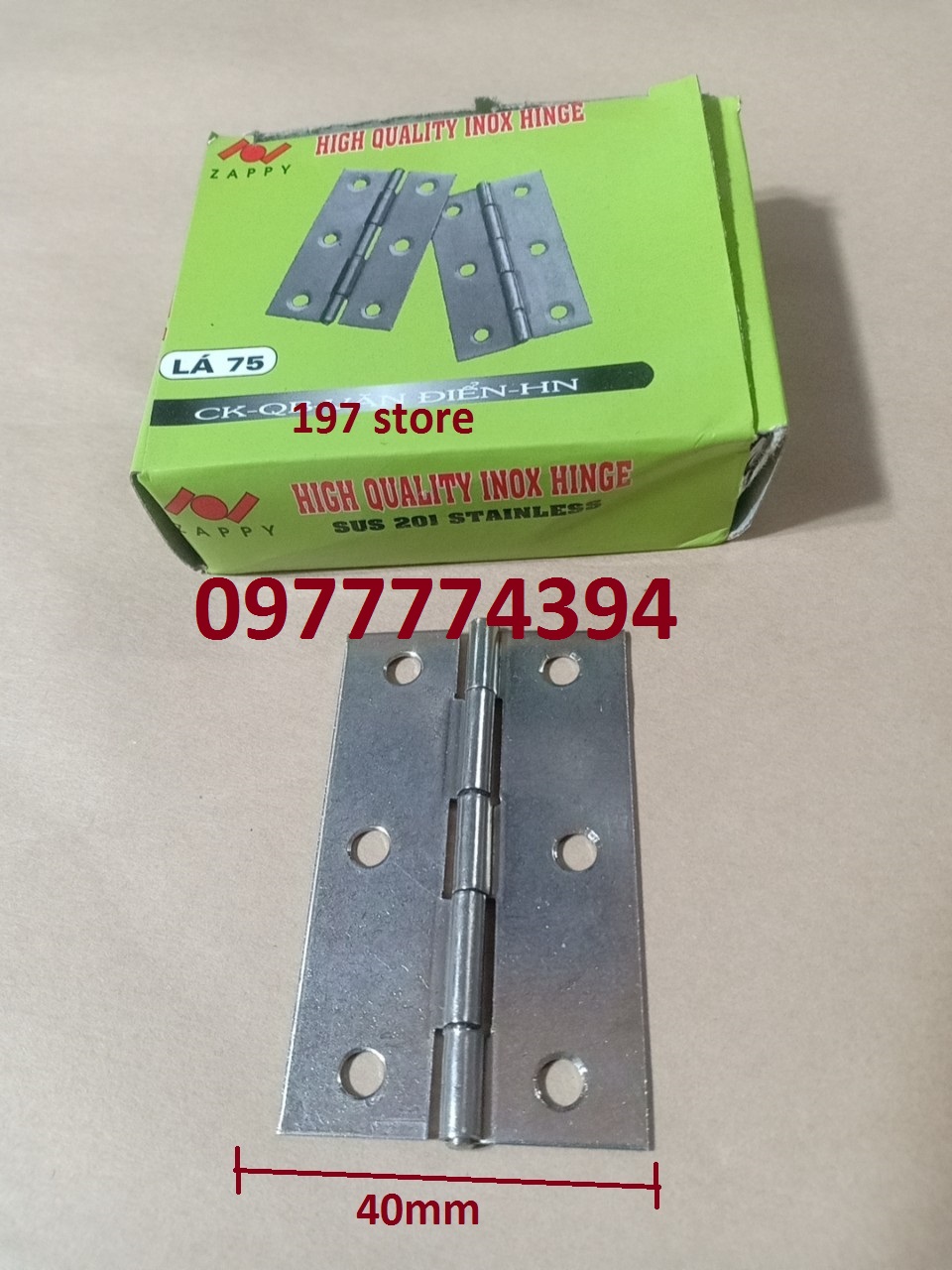 Bản Lề Lá inox 75 hộp 20 chiếc