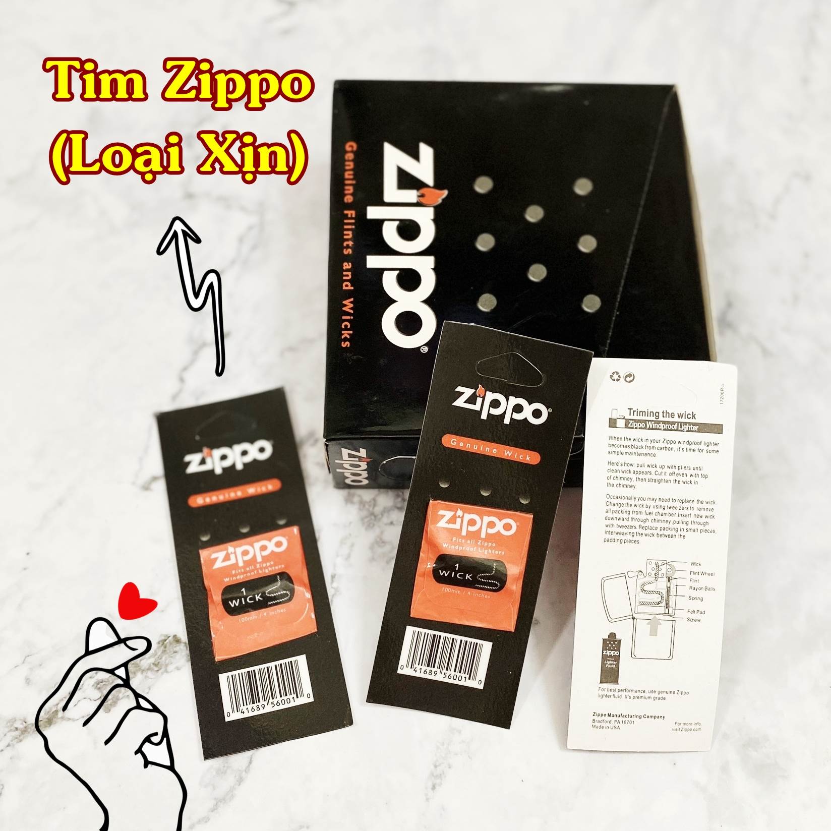 Tim  Thay Zippo, Bấc  Zippo Mỹ Loại Xịn
