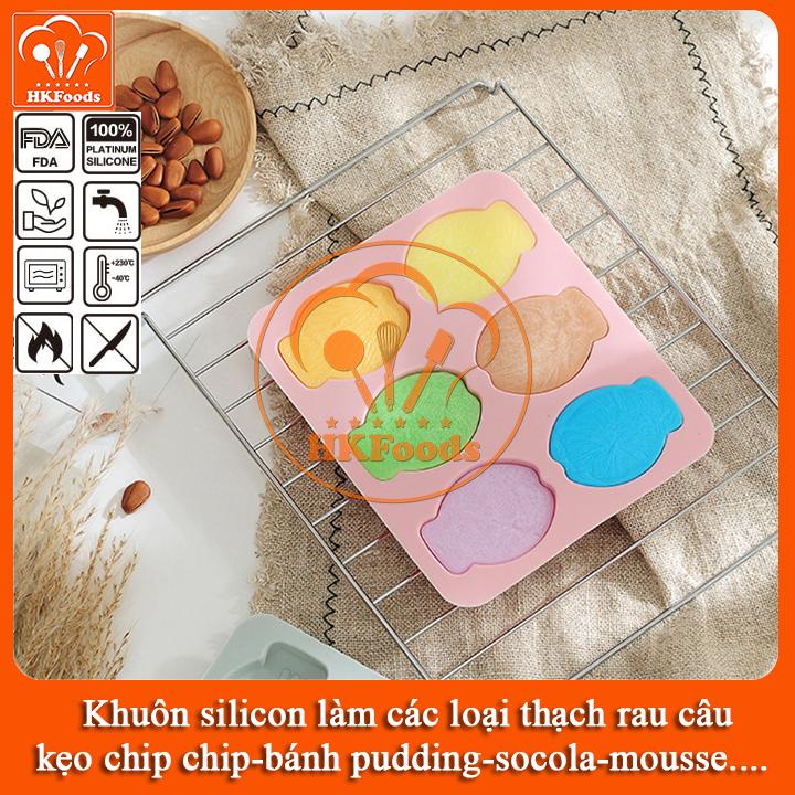 KHUÔN SILICON LÀM THẠCH RAU CÂU SOCOLA 6 HÌNH BÁNH CÁ