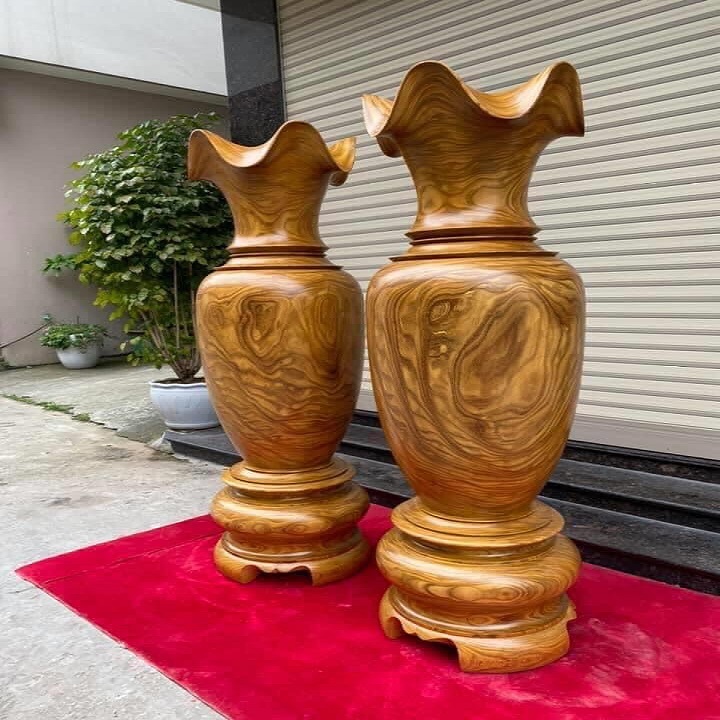 Cặp Lục Bình Gỗ Cẩm Vàng 1m60