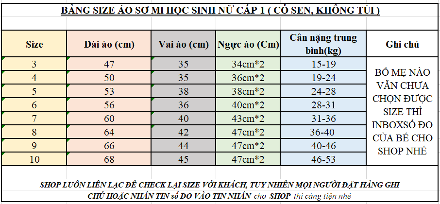Áo sơ mi trắng nữ, đồng phục học sinh bé gái cấp 1 cấp 2 , đồ đi học tiểu học