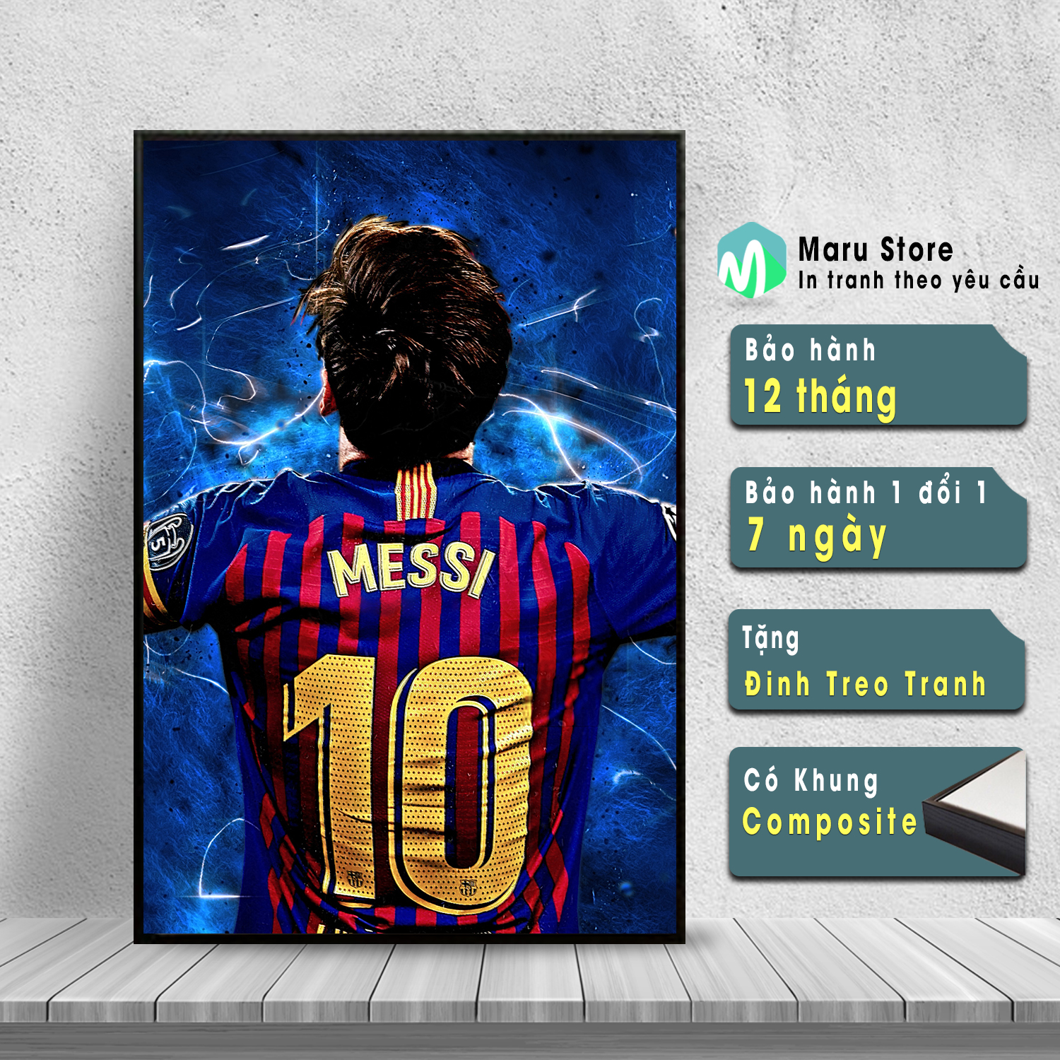 Nếu bạn yêu quý Messi, hãy để bức tranh treo tường của anh làm điểm nhấn cho căn phòng của bạn. Không gì tuyệt vời hơn khi có Messi luôn bên cạnh bạn.