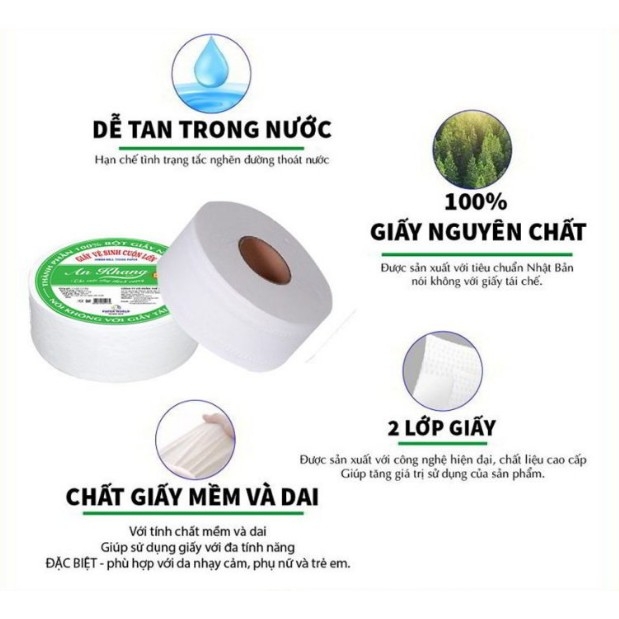 Giấy Vệ Sinh Cuộn Lớn AN KHANG AKS900 900Gr