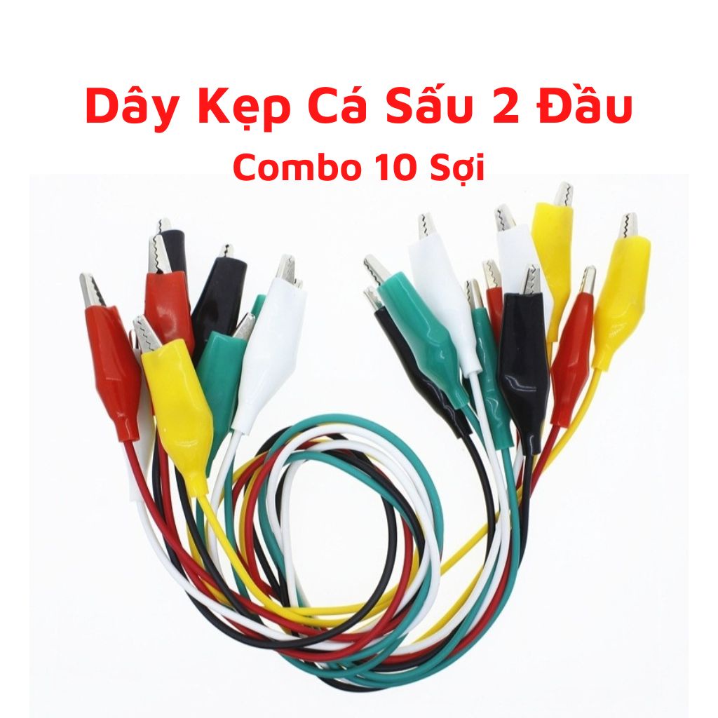 Dây điện kẹp cá sấu 2 đầu dài 45cm nhiều màu