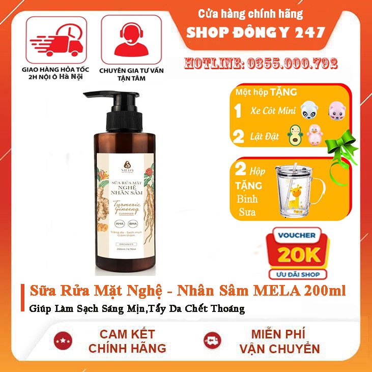 Sữa Rửa Mặt Nghệ MELA - Nhân Sâm MELA 200ml