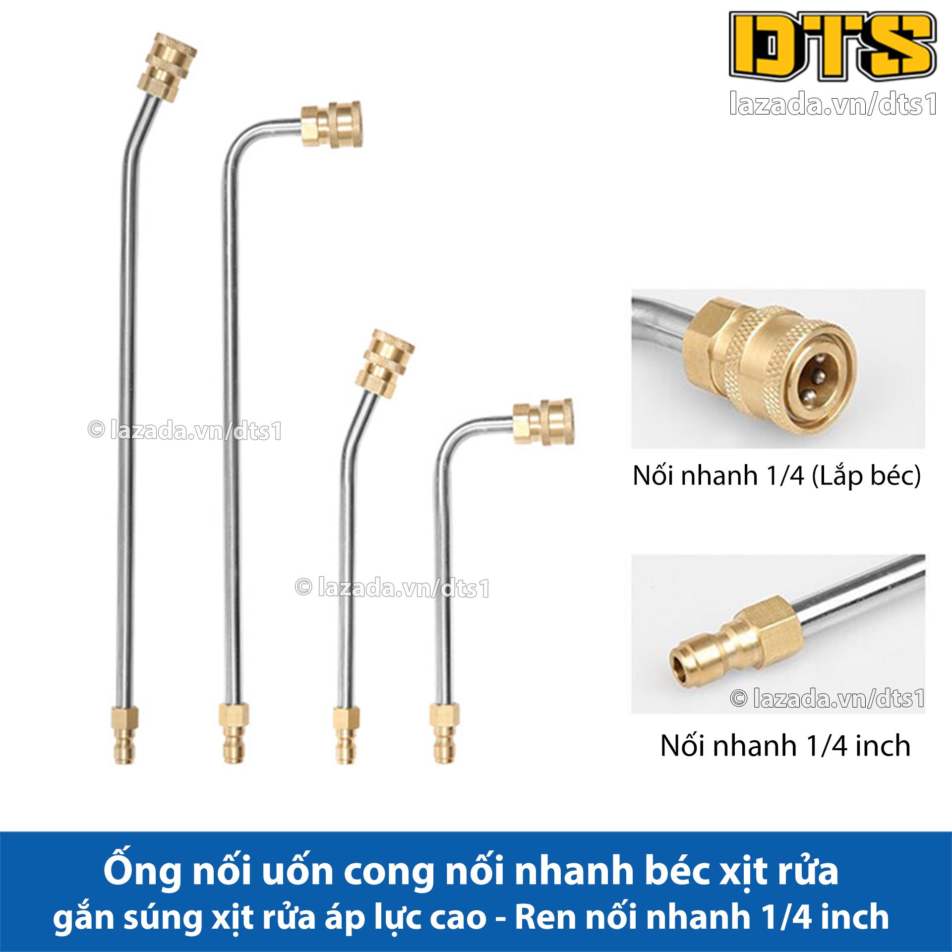 Ống nối uốn cong 30° 90° nối nhanh béc phun gắn súng xịt rửa áp lực cao - Ren nối nhanh 1/4 (Dài 17cm/34cm) - Phụ kiện máy rửa xe áp lực cao