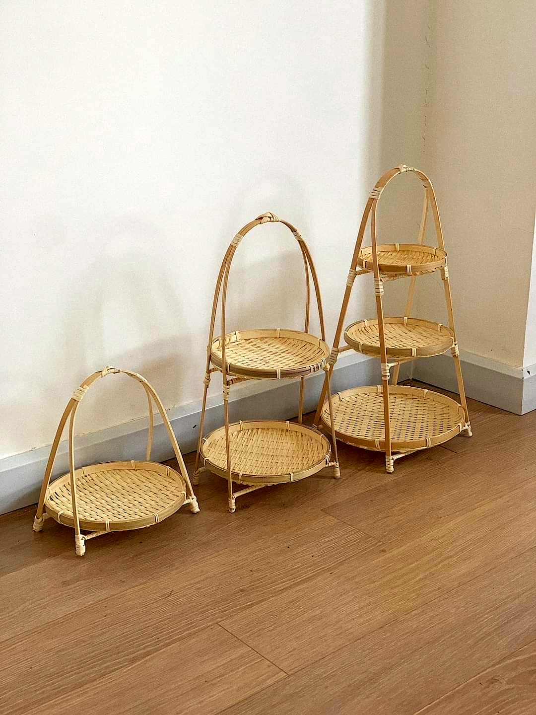Kệ tre 2 tầng,mẹt tre,mẹt đựng đồ,đựng thức ăn,trang trí