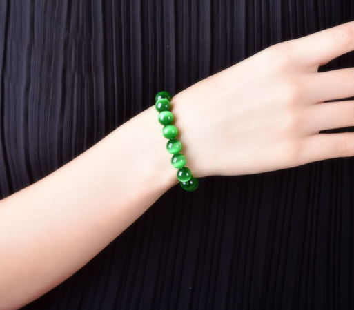 Vòng tay phong thủy đá opal mắt mèo xanh lá 10Ly -Hợp mệnh Mộc Hỏa