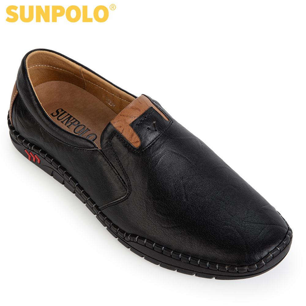 Giày mọi nam da bò sunpolo công sở đi chơi đế cao su cs5059