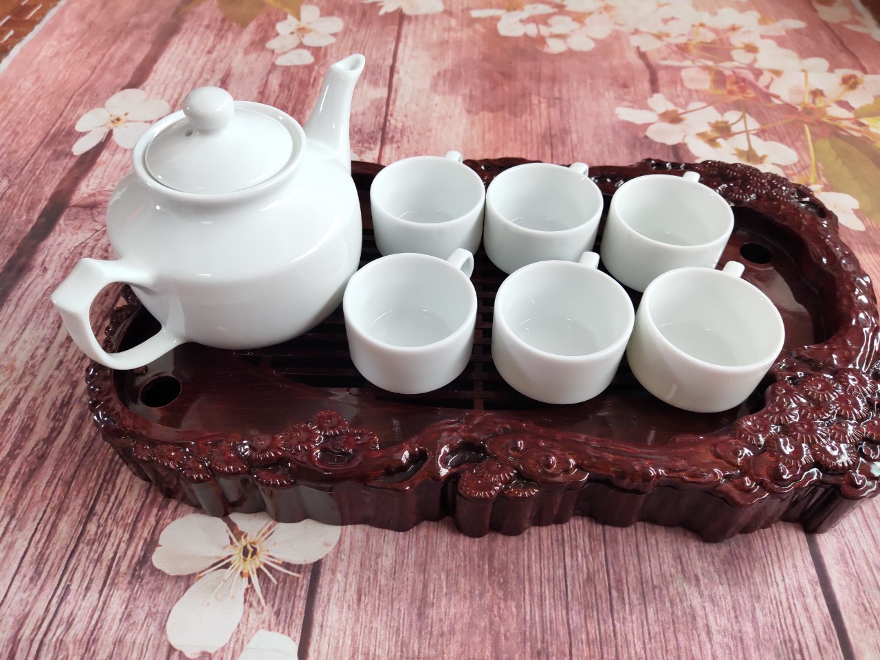 [Có giao hỏa tốc] Bộ 6 chén (ly) dáng vuông có tai 50ml sứ Bát Tràng [giá nhà lò]