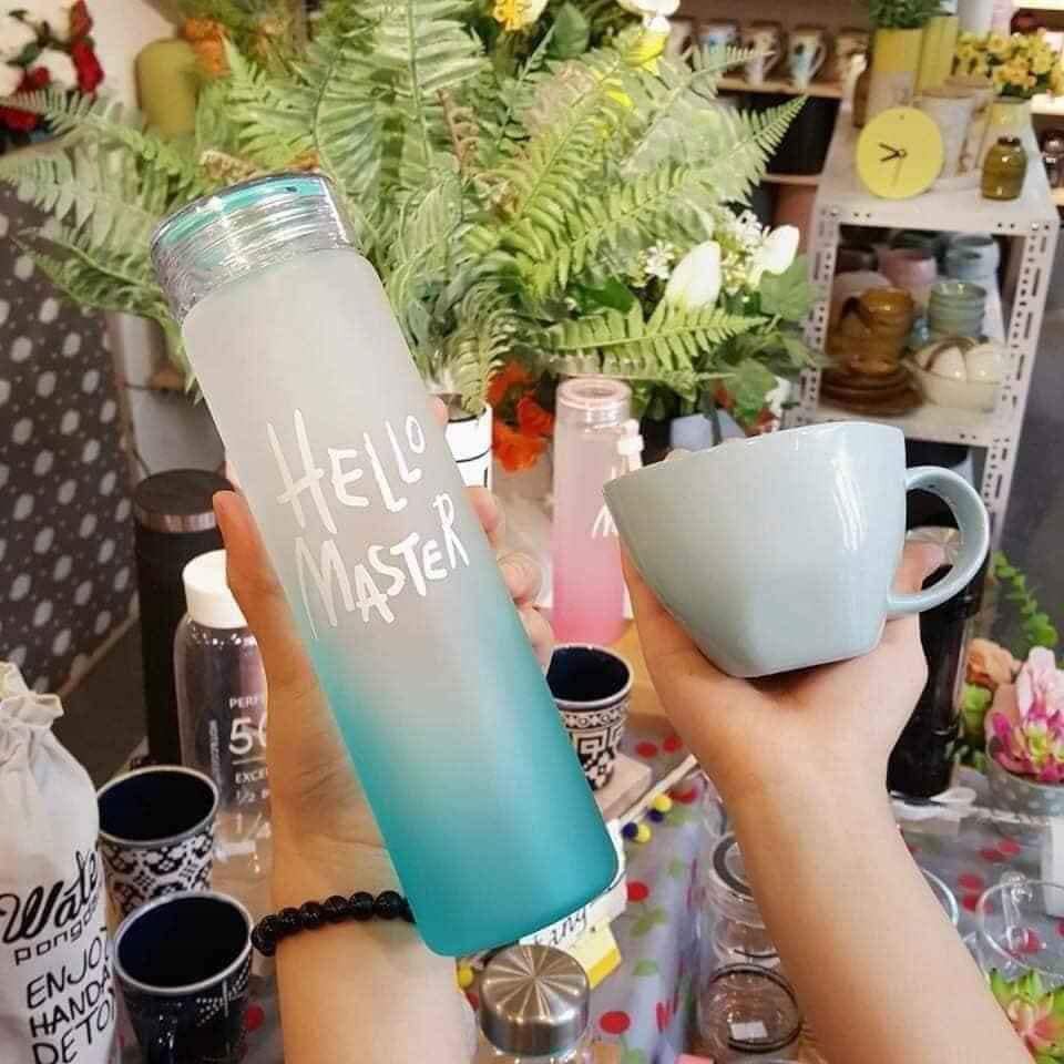 XẢ LỖ Bình nước thủy tinh Hello Master 400ml