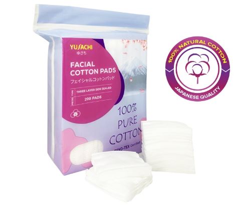 Bông tẩy trang Yusachi Suzuran cao cấp chất lượng Nhật Bản 100% Cotton - 200 miếng
